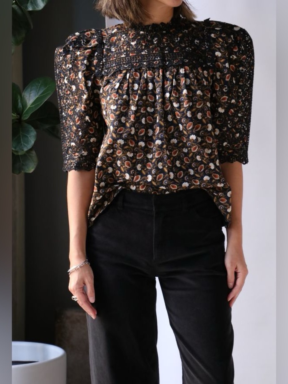 Ulla Johnson Yvonne blouse in the Lune floral print size 6